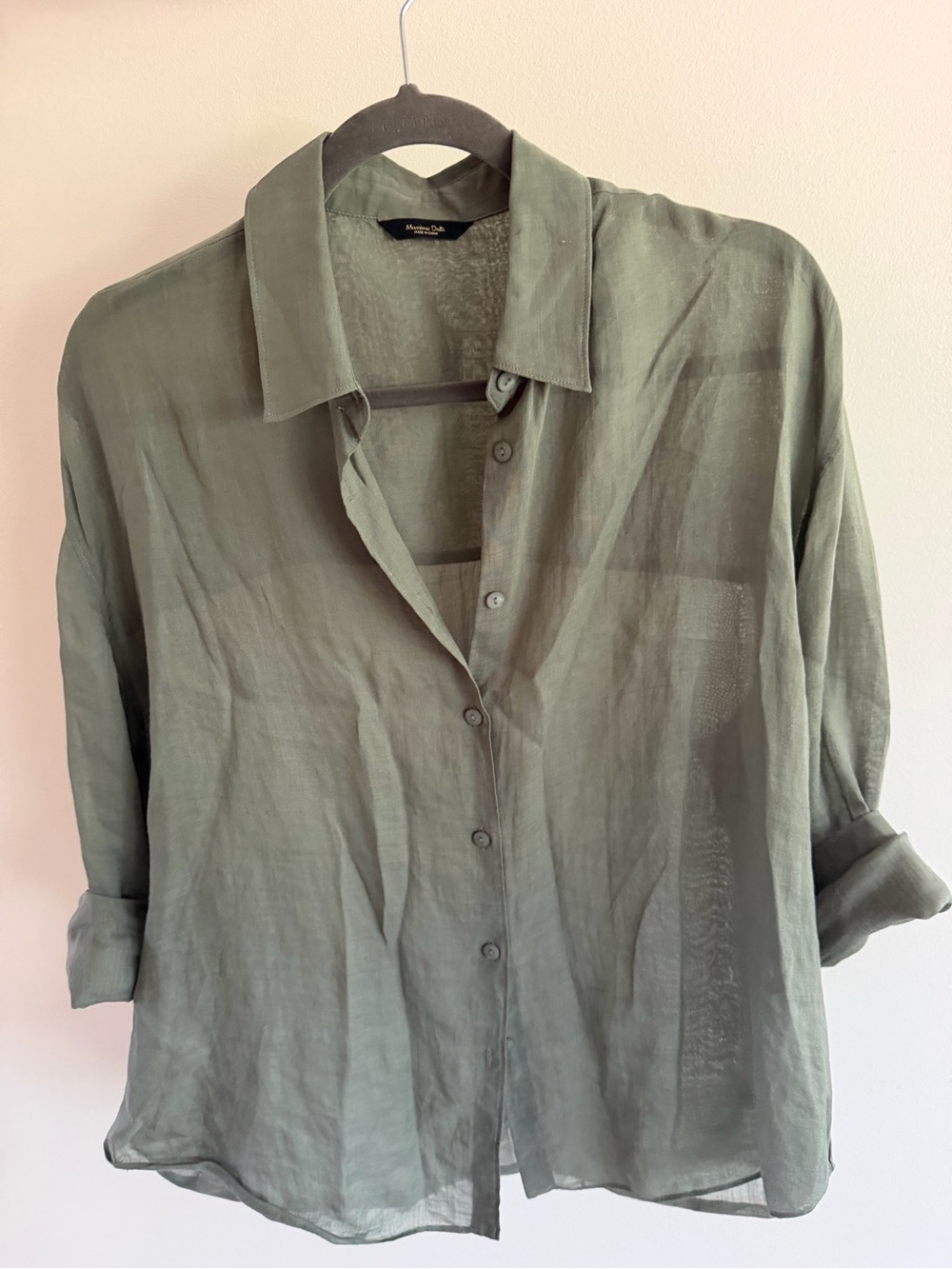 Massimo Dutti sheet sage button down shirt